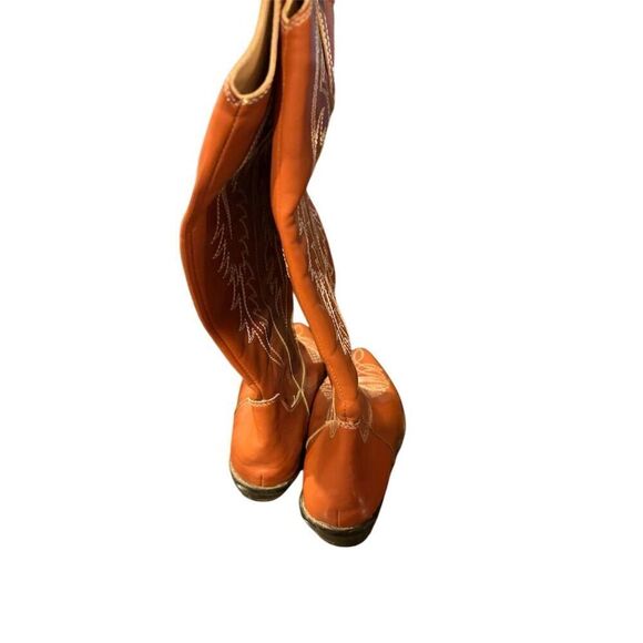 Women's Brown Western Cowboy Boots Standard Size 5.5 Mid-Calf Pointed Toe - Picture 5 of 10